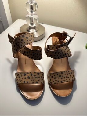 DV by Dolce Vita Taupe Leopard-Spot Ankle-Strap Sandals